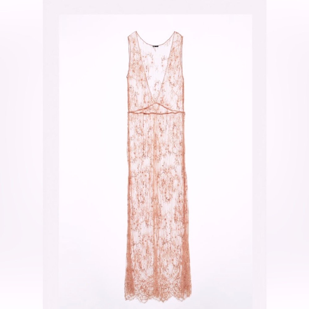 Rhinestone lace dress, sheer,  dusty pink color, NWT.  Color: Dusty Pink